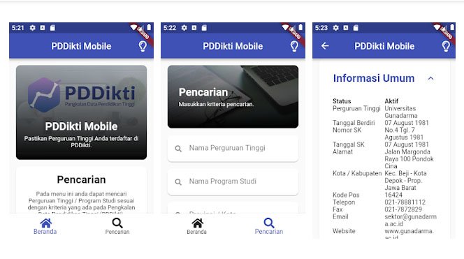 Aplikasi PDDIKTI Mobile untuk Akses Informasi Data Perguruan Tinggi