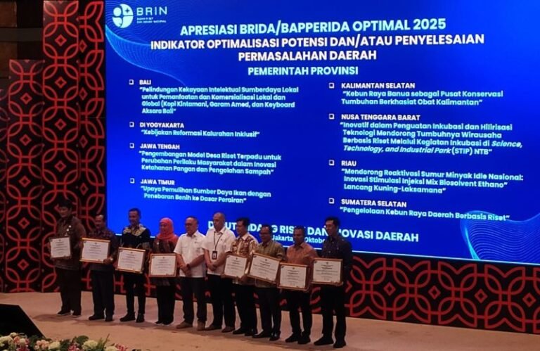 Berhasil Integrasikan Riset dan Inovasi, 39 Pemda Terima Apresiasi BRIDA/BAPPERIDA Optimal 2025
