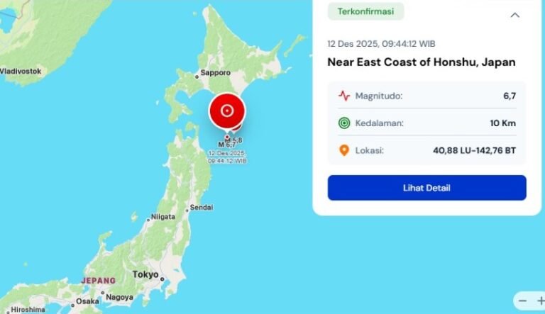 Gempabumi M6,5 Guncang Pesisir Timur Hokkaido, Tidak Berpotensi Tsunami di Wilayah Indonesia