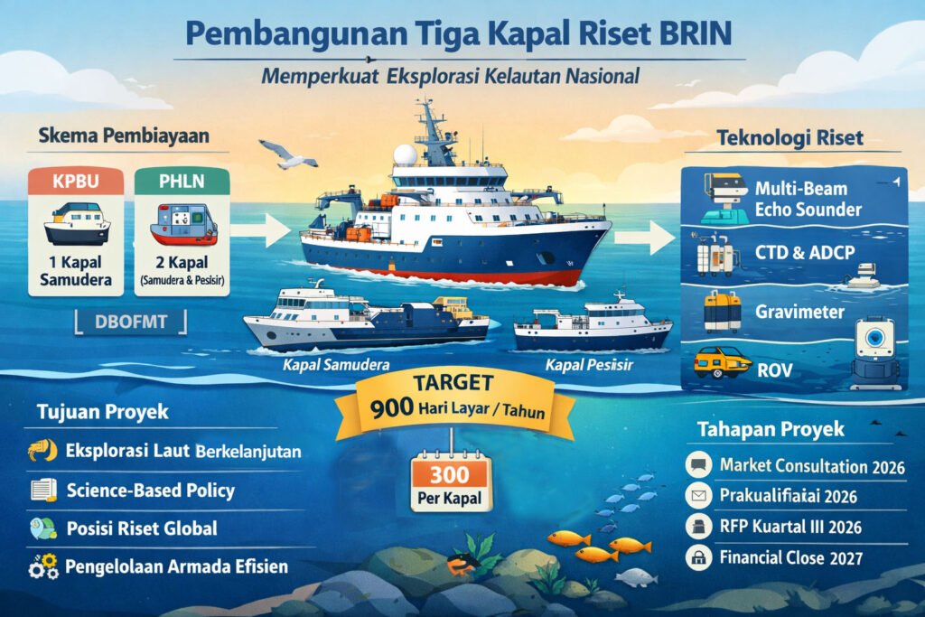 Perkuat Riset Maritim, BRIN Bakal Bangun Tiga Kapal Riset Lewat Skema KPBU dan PHLN
