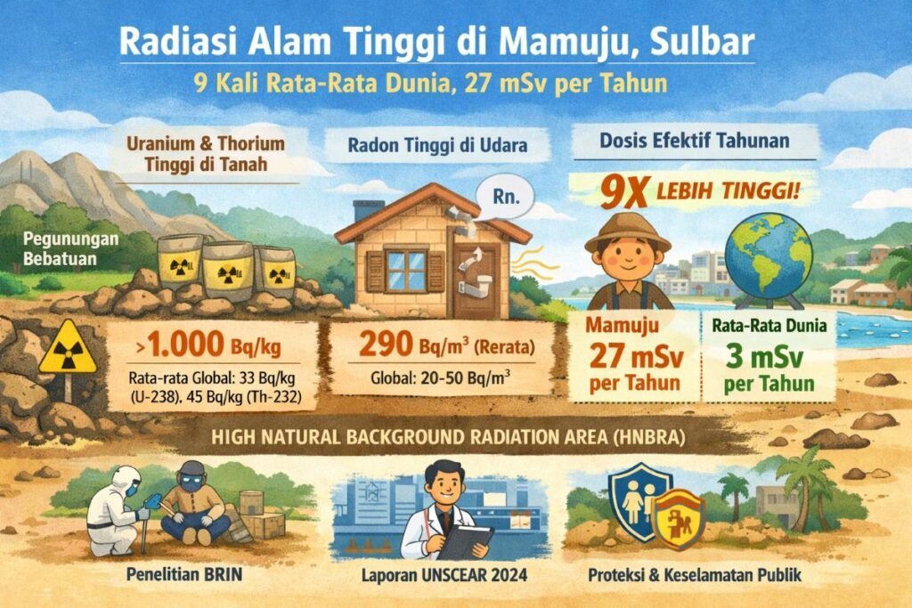 Paparan Radiasi Alam Mamuju 9 Kali Rata-Rata Dunia, Masuk Laporan UNSCEAR 2024